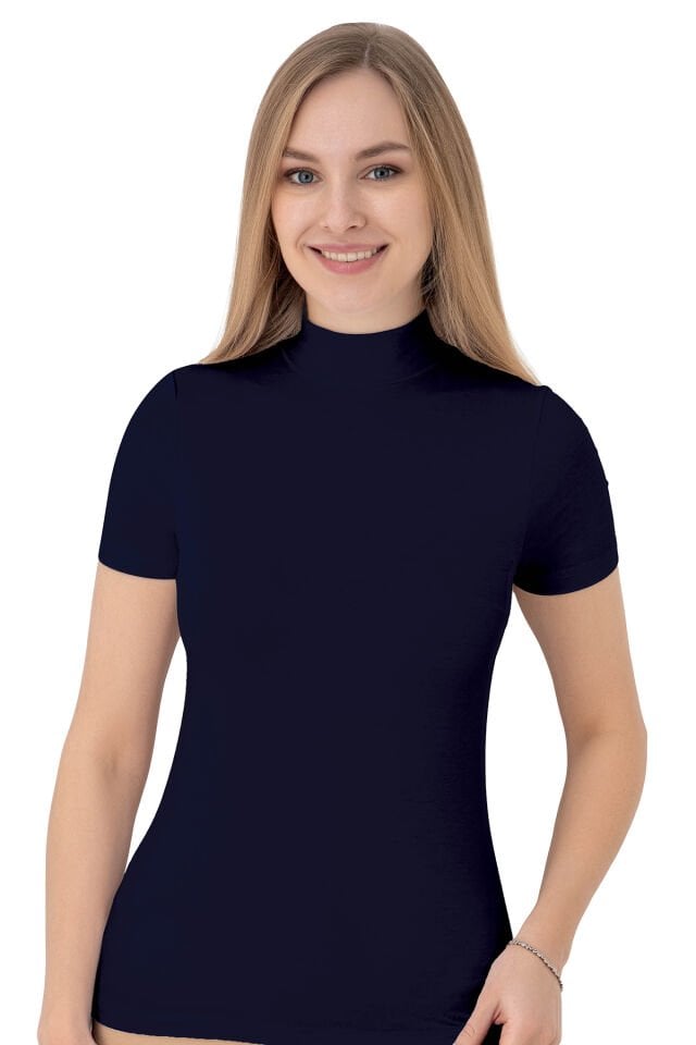 Senfoni Organik Bambu Bayan Yarım Balıkçı Yaka Kısa Kollu Body %92 Bambu – İç Giyim