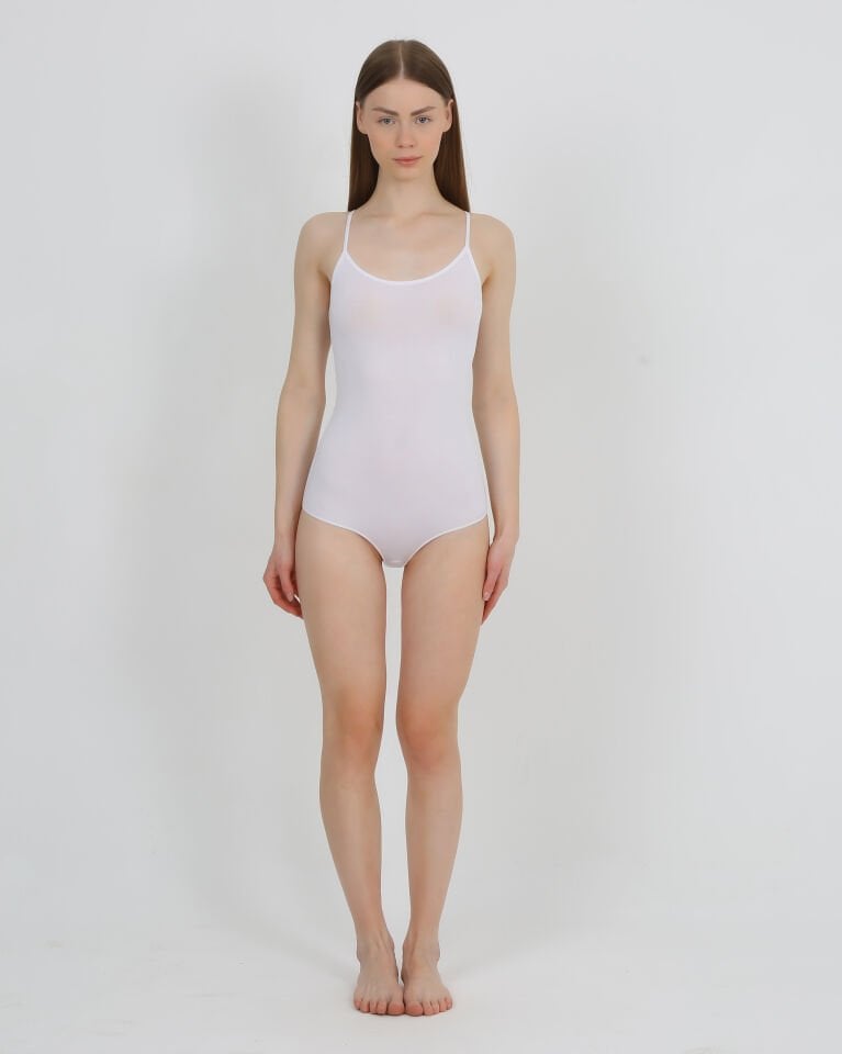 Senfoni Organik Bambu Bayan İp Askılı Çıtçıtlı Body %92 Bambu – İç Giyim