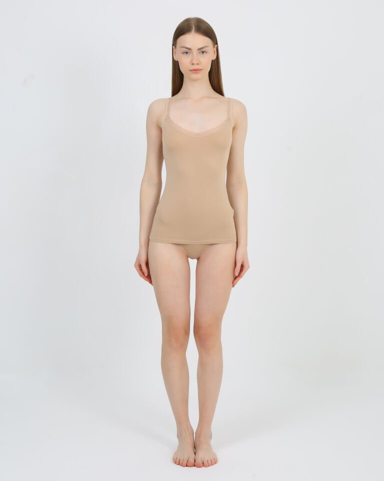 Senfoni Organik Bambu Bayan Askılı Dantelli Atlet %92 Bambu – İç Giyim