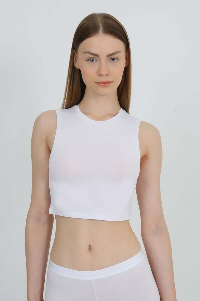 Modal Sıfır Kol Kadın Crop