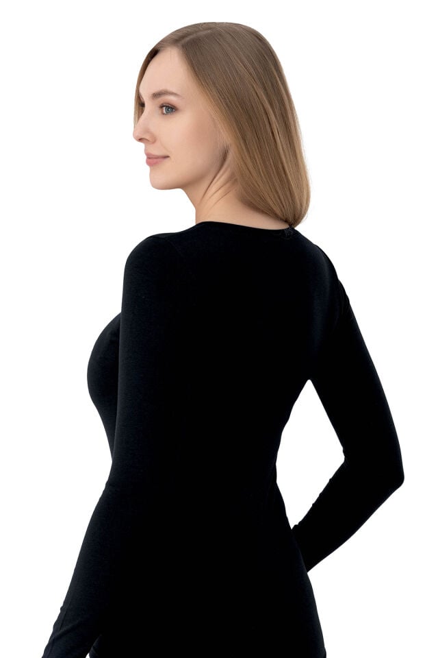 Kadın Modal Pamuklu Uzun Kollu Body